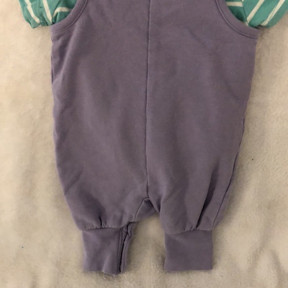 Hanna Andersson Baby Girl Cotton Soft Overalls & Knit Teal Shirt Size 60 0-3M - Picture 6 of 10